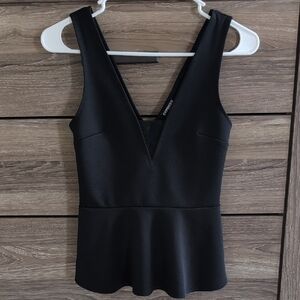 Elegant Black Sleeveless Peplum Top